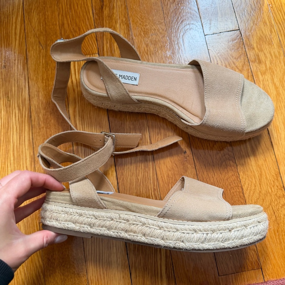 Steve Madden Beige Espadrille Sandals